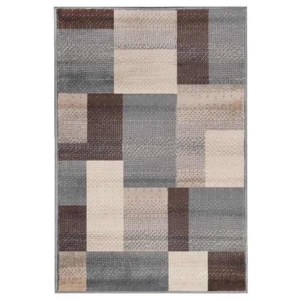 Palacedesigns 8 x 10 ft. Patchwork Power Loom Stain Resistant Rectangle Area Rug - Grey PA3101547 - main